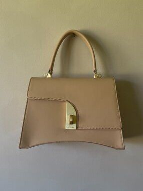 Arcadia "Miele" Arco Satchel Bag — Nude/Beige Nappa Calf Leather